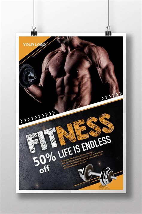 domineering muscle mens gym promotion poster psd   pikbest