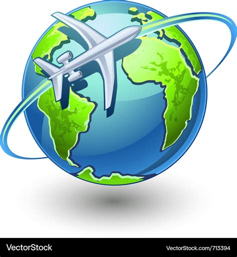 Airplane Flying The Earth Royalty Free Vector Image
