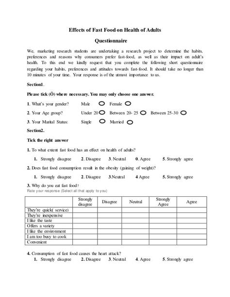 Sample Survey Questionnaire For Food Products Product Survey Template