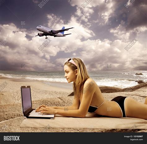 Sexy Girl Using Laptop Image And Photo Free Trial Bigstock