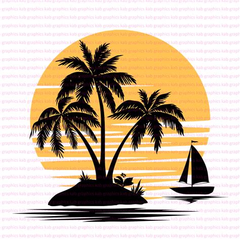 Palm Tree Svg Wave Svg Bundle Sunset Beach Svg Sunset Svg Beach Scene