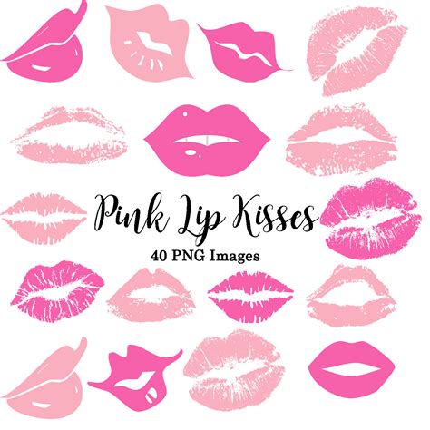 Pink Lips Kisses Hot Pink Lips Clipart 5 Custom Invitations Etsy