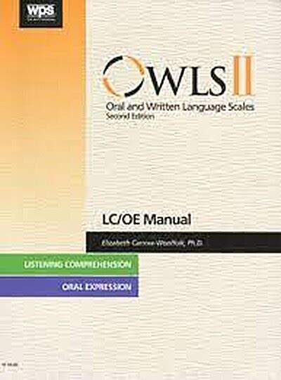 Owls Ii Listening Comprehension And Oral Slp Inventory Tinycat