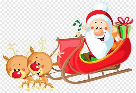 Santa Claus Mengendarai Kereta Luncur Kereta Luncur Santa Claus Kereta Luncur Lucu Santa
