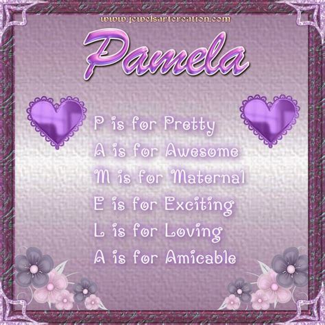 Name Poems P Jewels Art Creation Names With Meaning Pamela Acrostic