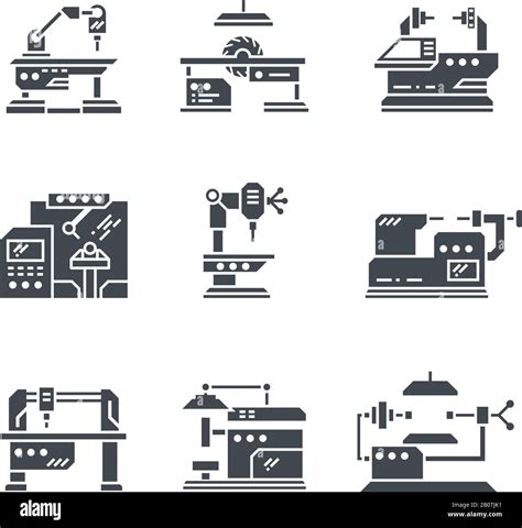 Steel Industry Machine Tools Vector Icons Equipment Tools Industrial Metalwork Illustration