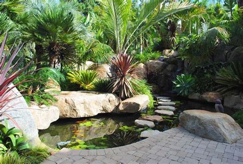 Pond Rocks Tropical Landscape Garden Exterior Fountains Backyard Ponds