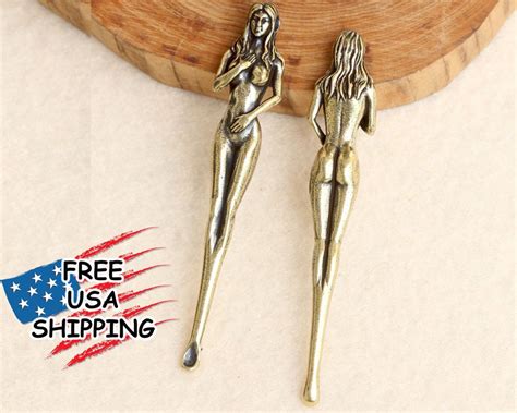 Brass Naked Woman Pendant Keychain Charm Ear Pick Wax Remover Etsy
