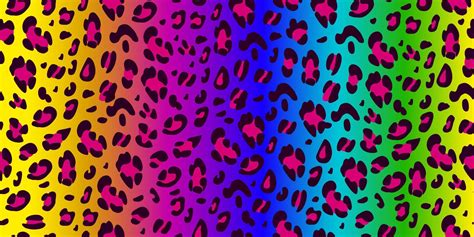Rainbow Leopard Seamless Pattern Bright Backgroundanimalistic Print
