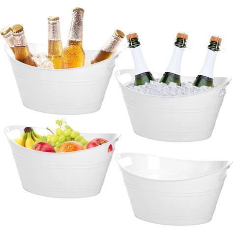 Buy Topzea 4 Pack Oval Storage Tub 4 5 Liter Plastic Wine Bucket Ice Bucket Beverage Tub Party
