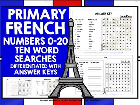 Primary French Numbers 0 20 Word Searches Teaching Resources