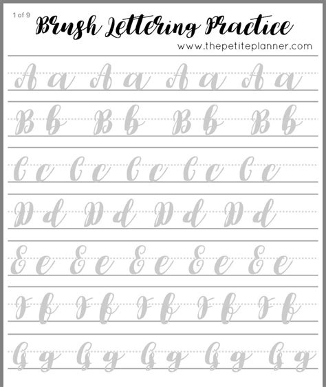 Calligraphy Brush Strokes Guide Practice Sheet