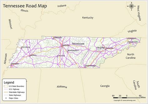 Tennessee Road Map Check Road Network Of State Routes Us Highways