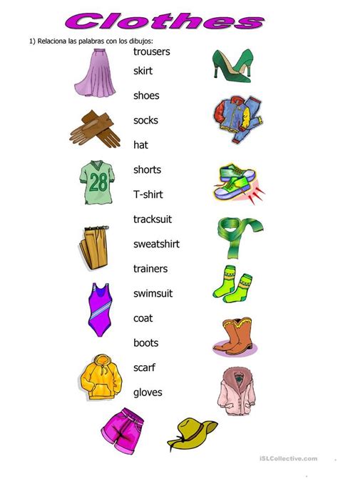 101 Free Esl Wear Worksheets Vocabulary Clothes Verb Clothes