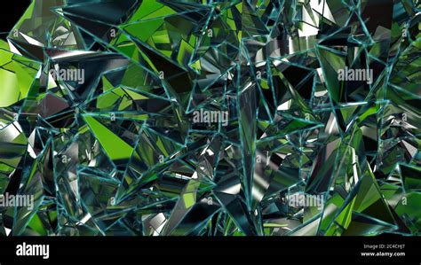 3d Abstract Emerald Green Crystal Background Faceted Glass 3d