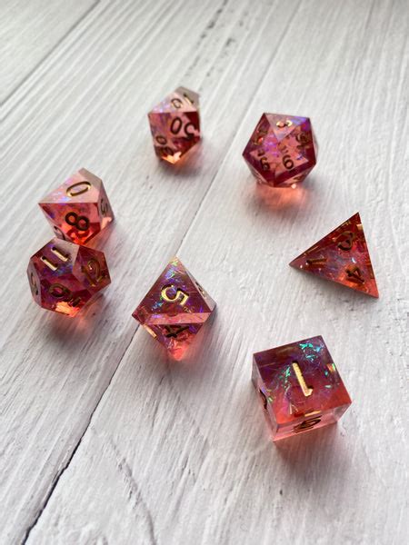 Hand Made Sharp Edge Dice Set Red Dwarf Space Roller Dice