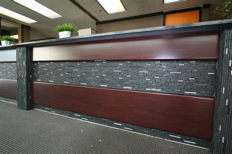 Mosaic tiles for all type of design styles. Laminate & mosaic tile reception desk | Commercial ...