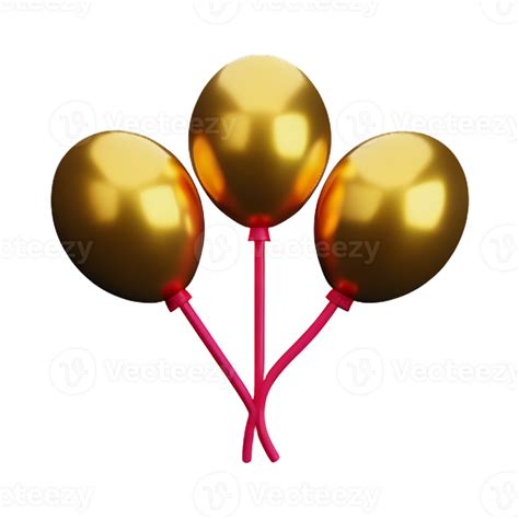 Gold Balloons 3d Rendering Icon Illustration 28715028 Png