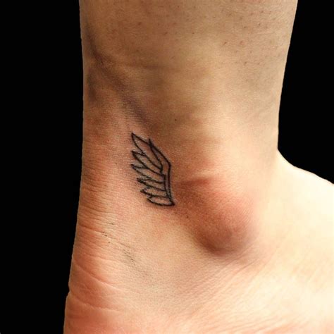 Cool Tiny Wing Tattoo Linework Wingtattoo Ankletattoo