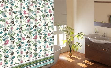 Floral And Vine Fabric Shower Curtain Sets