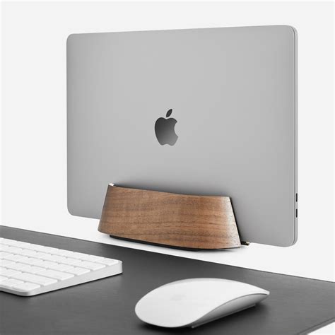 Wood Vertical Laptop Stand In Black Walnut Or Maple Humancentric