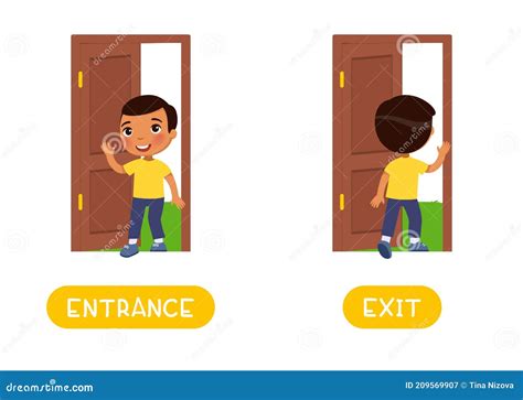 Entrance And Exit Word Card Opposites Concept Flashcard For English