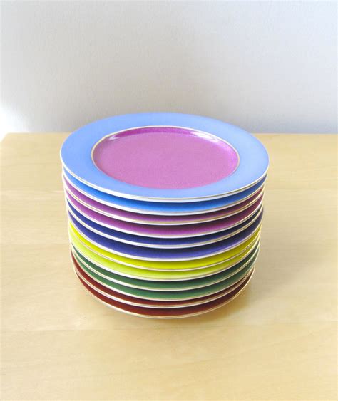 Appetizer Plates Set Of 12 Jewel Tone Godinger Ceramic Dessert