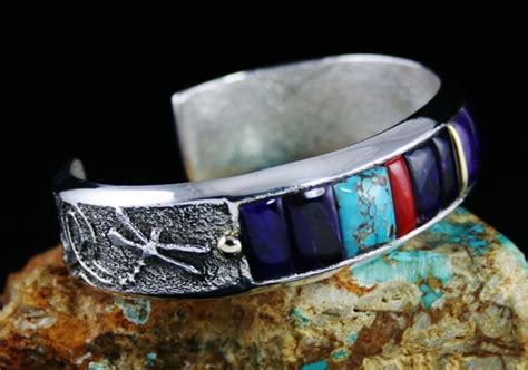Philander Begay Sugilite Dragonfly Design Tufa Cast Bracelet
