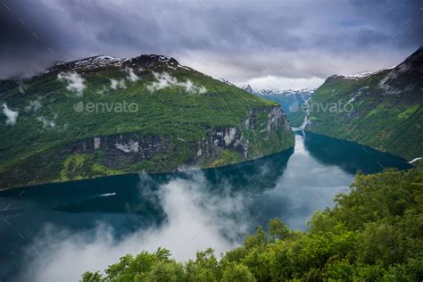 Beautiful Views In Geiranger Geirangerfjord Norway Stock Photo By