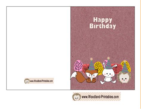 Browse through crello template designs to find one that fits the message you want to send it's your card, make it the size you want. Free Printable Woodland Birthday Cards