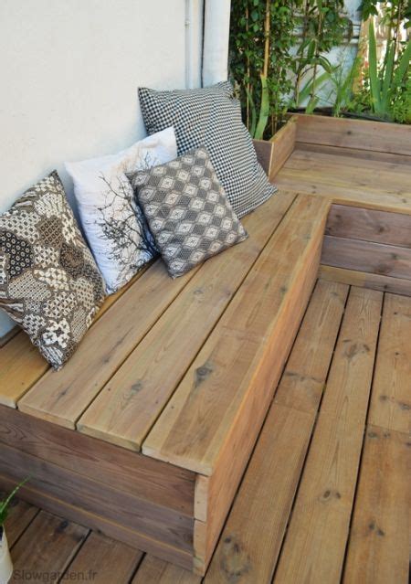 Ce canapé 2 places au style exotique en bois. Fabriquer Banquette Terrasse sous L Ombre De La Vigne ...