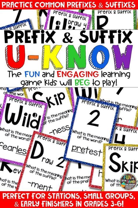 Prefix And Suffix Game For Literacy Centers U Know Vocabulary Game