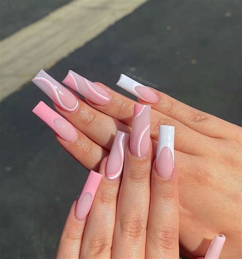 𝐏𝐢𝐧 𝐭𝐡𝐞𝐧𝐢𝐧𝐚𝐠𝐫𝐥 🦋 Pink Acrylic Nails Long Square Acrylic Nails