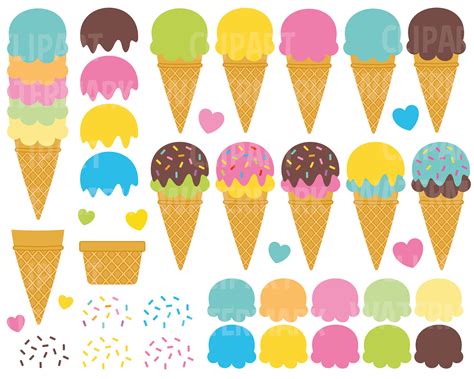 Ice Cream Clipart Ice Cream Cone Clip Art Set Build Your Own Etsy
