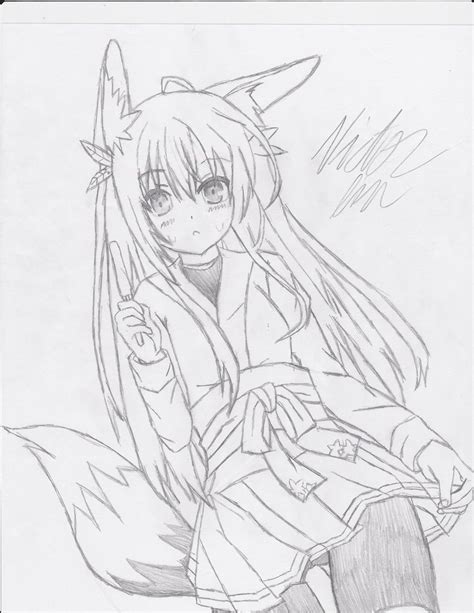 Fox Girl Drawing By Fadelesswolf On Deviantart