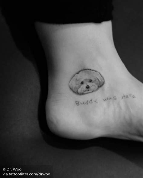 Demi Lovatos Maltipoo Dog Buddy Portrait Tattoo On The Ankle Demi