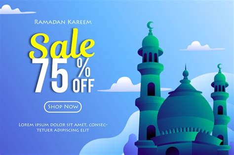 Premium Vector Ramadan Sales Discount Banners With Mosque Promotions