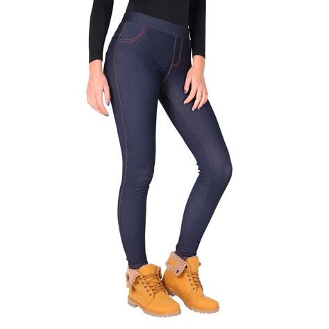 womens warm fleece lined stretch denim jeans thermal leggings jeggings trousers ebay