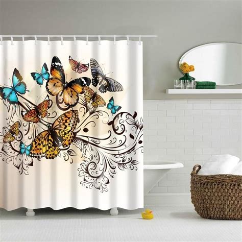 Butterfly Art Fabric Shower Curtain In 2021 Butterfly Shower Curtain