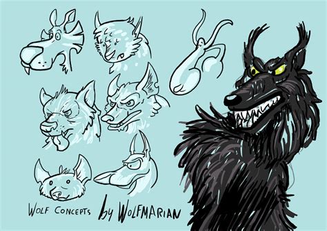 Wolf Concepts Doodles Cartoon Wolf Designs By Wolfmarian On Deviantart