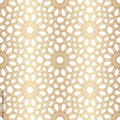 Islamic Golden Seamless Pattern Laser Cutting Ottoman Gold Geometric