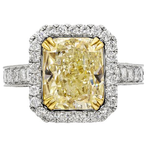 507 Carat Fancy Yellow Elongated Cushion Cut Diamond Engagement Ring