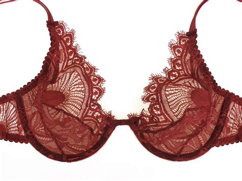 Red see through bra - See-through bra - Handmade lace lingerie
