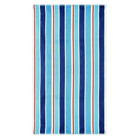 100 Cotton Ocean Stripes Oversized Beach Towel Blue Default Title