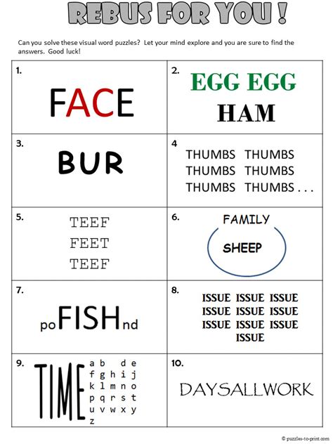 Printable brain teaser puzzles with answers language:en — seo… here is the most tricky and hard brain teaser puzzles. Rebus Puzzles Worksheet | Homeschooldressage.com