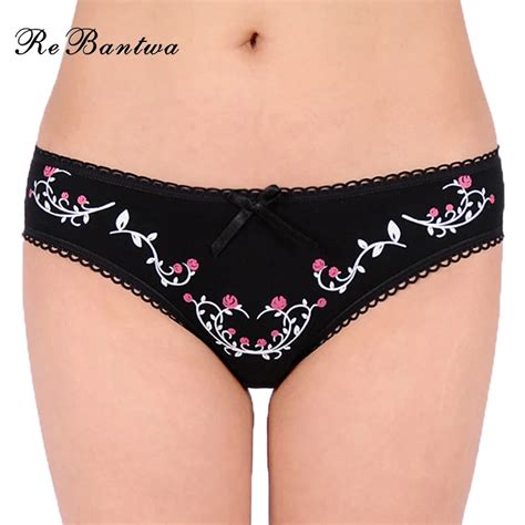 rebantwa brand 5 pcs women underwear cotton cute floral print sexy panties ladies briefs