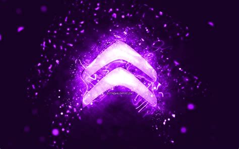 Download Wallpapers Citroen Violet Logo 4k Violet Neon Lights