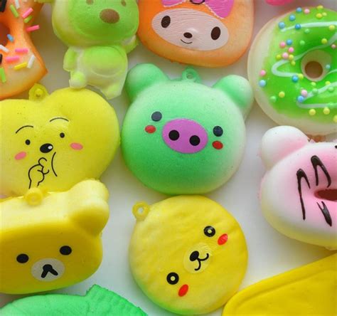 30pcs squishy slow rising cartoon doll soft cream scented stress relief toy key stress relief