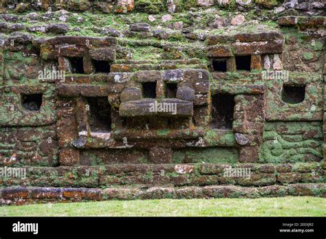 Temple Of The Jaguar Masks At The Mayan Ruins Of Lamanai In The Orange