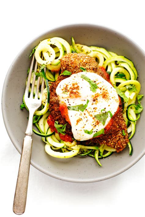 Dip the chicken breast into the egg and then into the panko mixture, carefully pressing the panko mixture onto the chicken. Walnut Crusted Healthy Chicken Parmesan with Zoodles ...